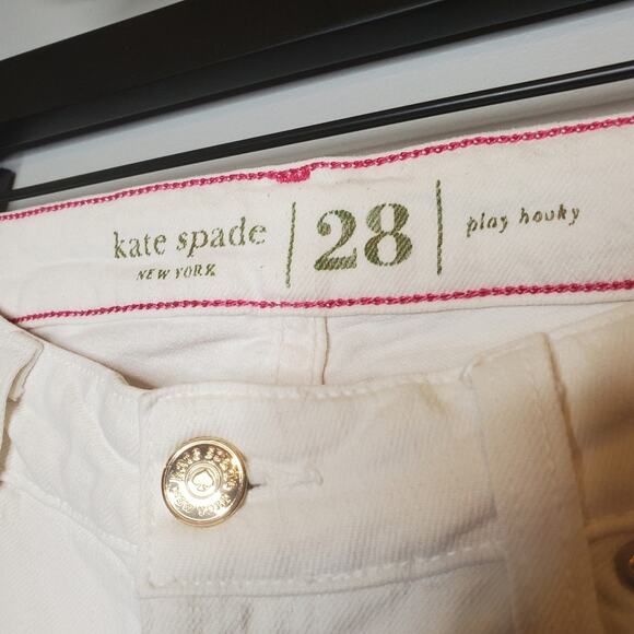 🔥 Kate Spade Play Hooky Broome Street White Skinny Jeans Women's 28 Mid Rise - Picture 10 of 16